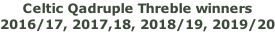 Celtic Qadruple Threble winners 2016/17, 2017,18, 2018/19, 2019/20